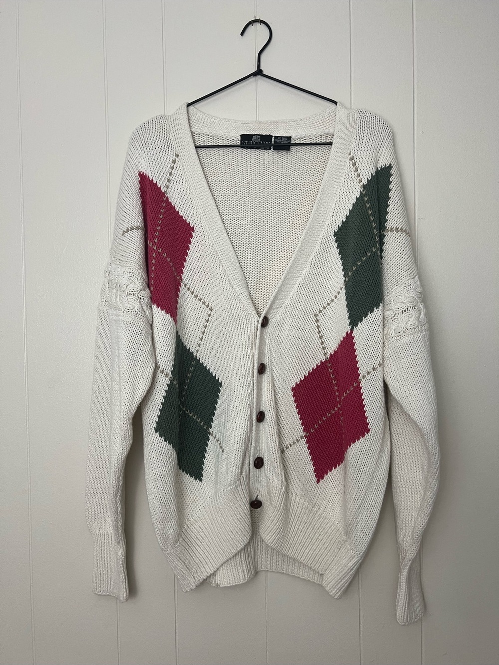 Heavyweight Vintage Chunky Knit Cardigan Sweater Size M Oversized